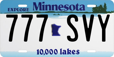 MN license plate 777SVY