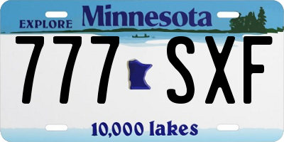 MN license plate 777SXF