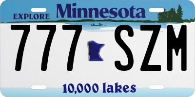 MN license plate 777SZM