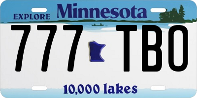 MN license plate 777TBO