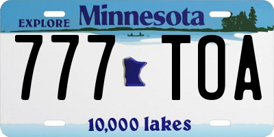 MN license plate 777TOA