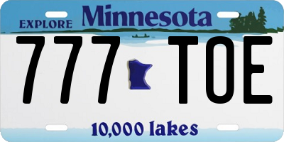 MN license plate 777TOE