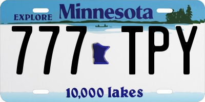 MN license plate 777TPY