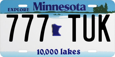 MN license plate 777TUK
