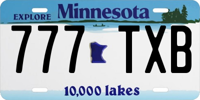 MN license plate 777TXB