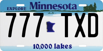 MN license plate 777TXD