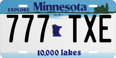 MN license plate 777TXE