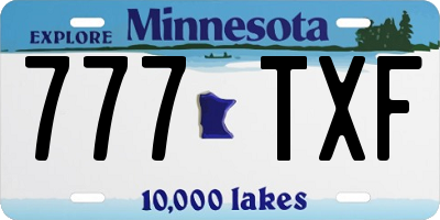 MN license plate 777TXF