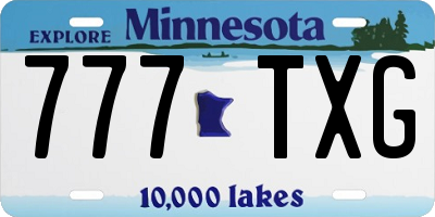 MN license plate 777TXG