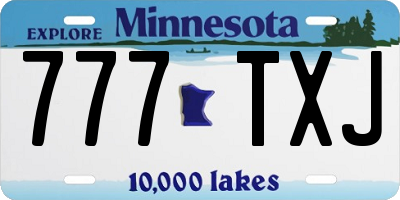 MN license plate 777TXJ