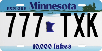 MN license plate 777TXK