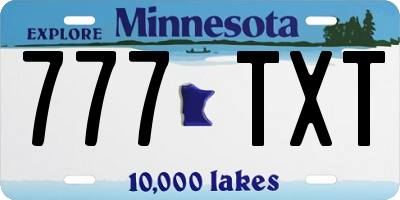 MN license plate 777TXT