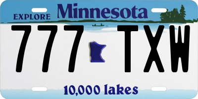 MN license plate 777TXW