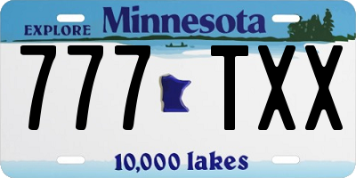 MN license plate 777TXX