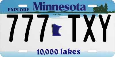 MN license plate 777TXY