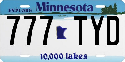 MN license plate 777TYD