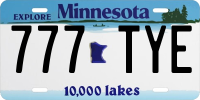 MN license plate 777TYE