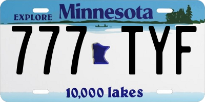 MN license plate 777TYF