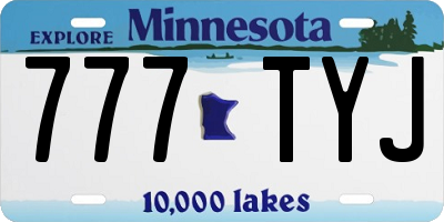 MN license plate 777TYJ