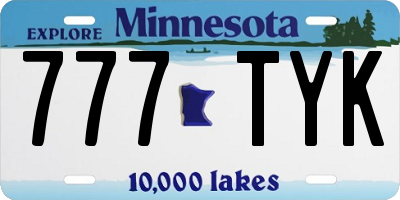 MN license plate 777TYK