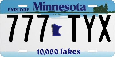 MN license plate 777TYX