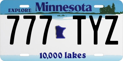 MN license plate 777TYZ