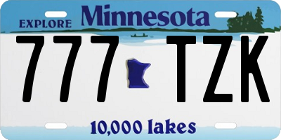 MN license plate 777TZK