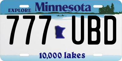 MN license plate 777UBD