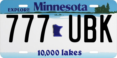 MN license plate 777UBK