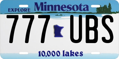 MN license plate 777UBS