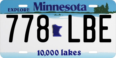 MN license plate 778LBE