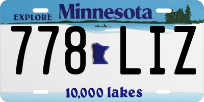 MN license plate 778LIZ