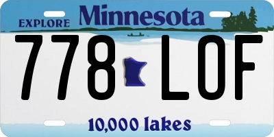 MN license plate 778LOF
