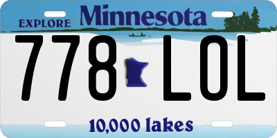 MN license plate 778LOL