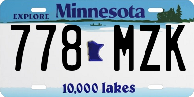 MN license plate 778MZK