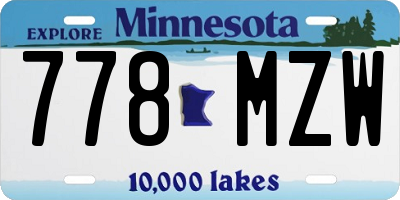 MN license plate 778MZW