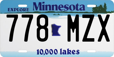 MN license plate 778MZX