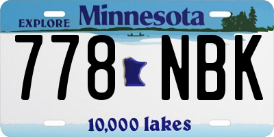 MN license plate 778NBK