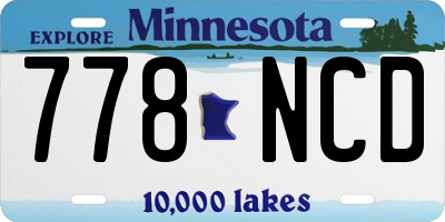 MN license plate 778NCD