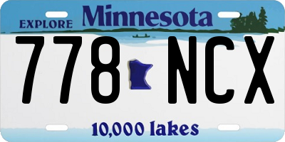 MN license plate 778NCX