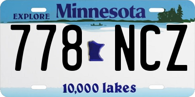 MN license plate 778NCZ
