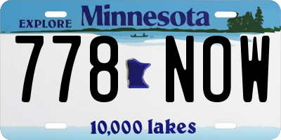 MN license plate 778NOW
