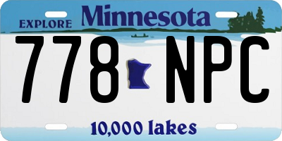 MN license plate 778NPC