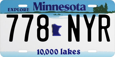MN license plate 778NYR