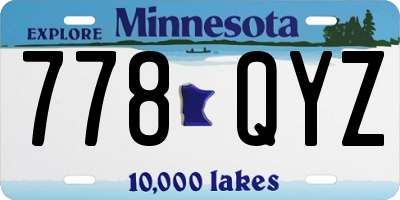 MN license plate 778QYZ