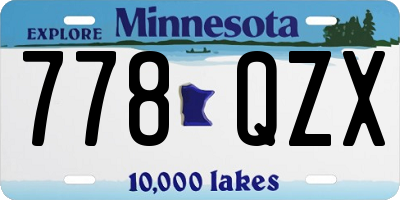 MN license plate 778QZX