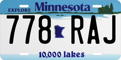 MN license plate 778RAJ