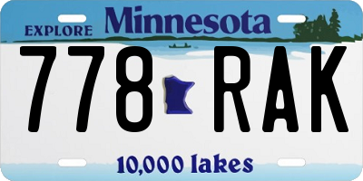 MN license plate 778RAK