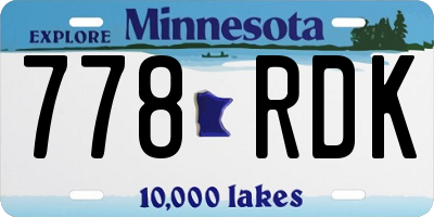 MN license plate 778RDK