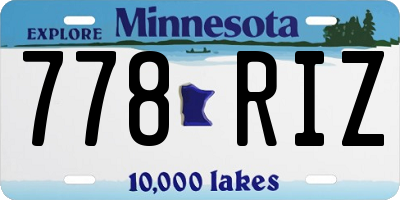 MN license plate 778RIZ